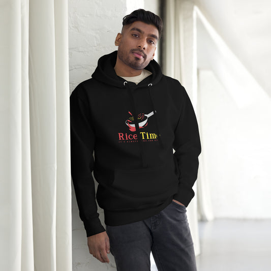 Rice Time Unisex Hoodie in Black
