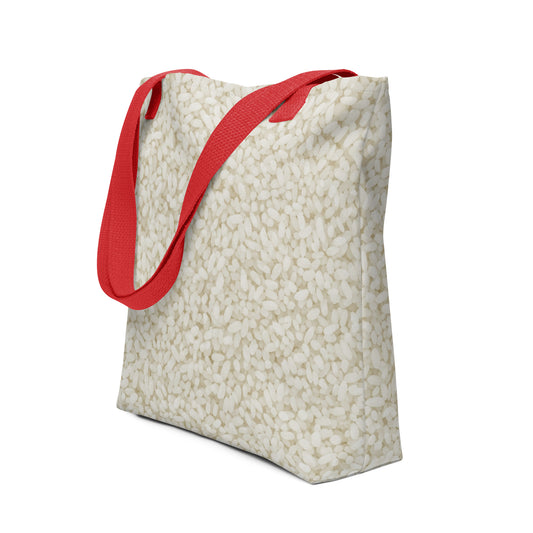 White Rice Tote Bag in Red